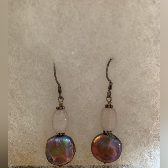 Jewelry - Pink Bead and Iridescent Shell Earrings